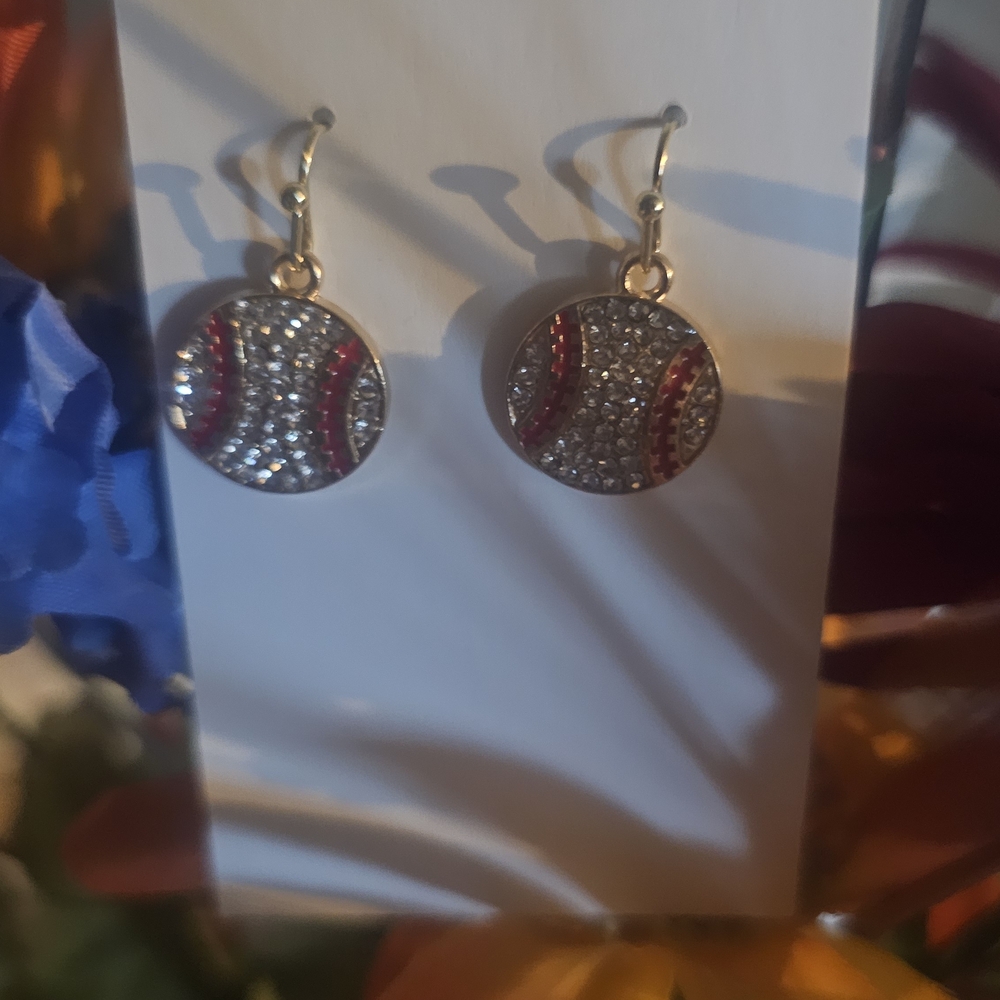Crystal Baseball Earrings